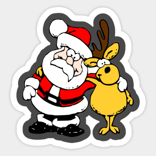 Happy Santa with his Caribou Sticker